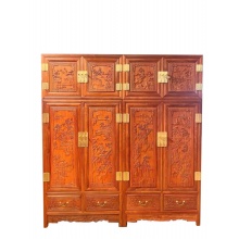 缅甸花梨木新中式衣柜红木家具实木大气顶箱柜四门卧室收纳储物柜