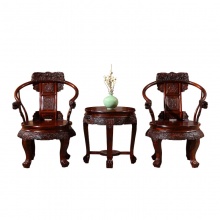 红木家具 印尼黑酸枝木圈椅皇宫椅三件套 阔叶黄檀中式古典矮龙椅