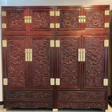 红木家具小叶紫檀（学名：檀香紫檀）雕龙顶箱柜衣柜衣橱仿古中式卧室家具实木家具卧室家具