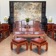 红木家具大红酸枝/老红木/老挝红酸枝（学名：交趾黄檀）锦绣中华沙发别墅中式沙发 锦绣中华沙发十二件套（定金）